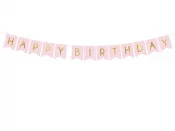 Vaaleanpunainen Banneri ''Happy Birthday'' (15x175cm)