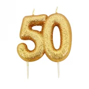 Kynttil Glitter Kulta ''50'' (7cm)