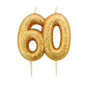 Kynttil Glitter Kulta ''60'' (7cm)