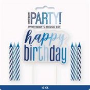 Sininen Happy Birthday kynttilsarja