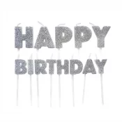 Kynttil Glitter Hopea ''Happy Birthday''