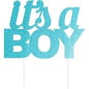 Kakkukoriste glitter sininen It's a boy